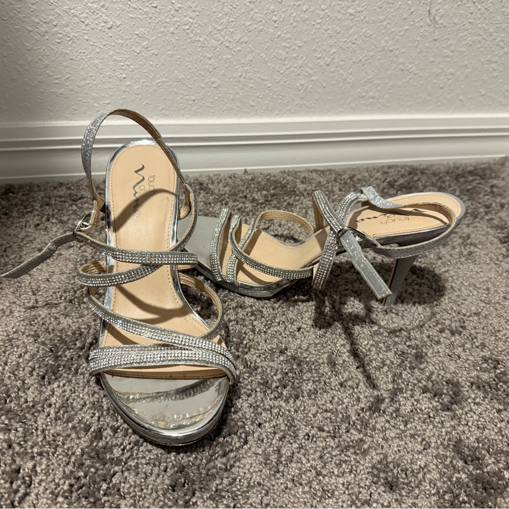 Touch of Nina Silver Strappy Heels